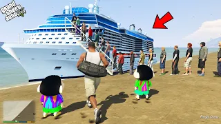 GTA 5 : Franklin First Ship Experience With Shinchan & Pinchan in GTA 5 ! (GTA 5 mods)