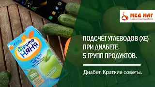 Подсчёт углеводов (ХЕ) при диабете. 5 групп продуктов.