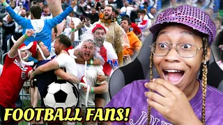 AMERICAN REACTS TO FOOTBALL FANS & ATMOSPHERES- EUROPE VS USA!