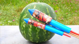 Experiment XXL Rocket Fireworks vs Watermelon