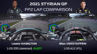 STYRIA 2021 FP2 - Hamilton's Deleted Lap vs Verstappen's P1 Lap (onboard comparison)