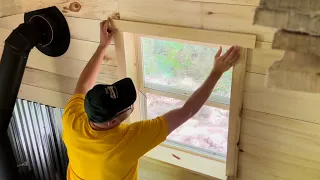 Off Grid Cabin Interior-Window Trimming