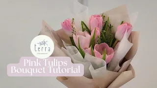 5 Minute Korean Style Tulips Bouquet Tutorial #꽃다발  #포장용품  #튤립 | #花束包装教程