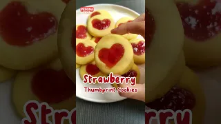 bikin kue ada lovenya a.k.a strawberry thumbprint cookies renyah🍓✨😍 #cookies #strawberry #kuekering