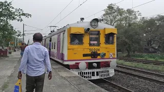 Howrah to Barddhaman chord line EMU local trains departing crowded station