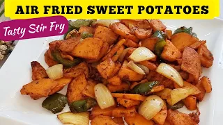 EASY SWEET POTATO 🍠 STIR FRY In AIR FRYER RECIPES For DINNER or BREAKFAST. Air Fried Sweet Potatoes