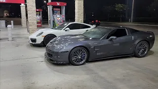 2010 C6 Corvette ZR1 vs 2018 Porsche 911 Turbo S Cat Delete (No Tune)