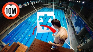 Bellyflop through IMPOSSIBLE SHAPES from 10 METERS | Diving challenge from huge platform