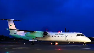 Widerøe Dash-8 Q400 | Morning arrival - start up - departure | Stord airport, december 2020