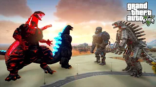 Shin Godzilla and Heisei Godzilla vs Mechagodzilla and Mechani-Kong | GTA V Mods