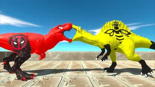 DEADPOOL T-REX vs SUPERMAN SPINO vs BEE SPINOSAURUS DEATH RUN - Animal Revolt Battle Simulator