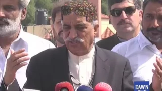 Khursheed Shah media talks in Karachi