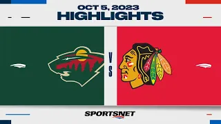 NHL Pre-Season Highlights | Wild vs. Blackhawks - October 5, 2023