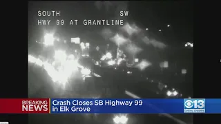 Crash Closes Southbound Highway 99 in Elk Grove