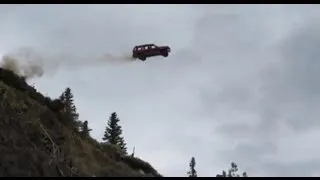 Ford Explorer launched off a 300' cliff