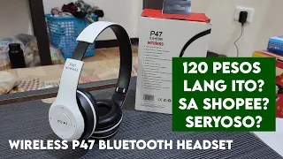 P47 Bluetooth Wireless Headset Headphones Product Review Shopee Lazada #PBReviews #PBGadgets #PBVlog
