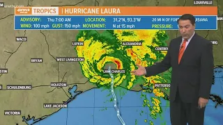 Thursday 7 am update: Laura still a strong hurricane as it moves through Louisiana