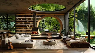 Tranquil Summer Morning With Relaxing Piano Jazz Music in Cabin Room -Ethereal Background Jazz Music