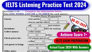 IELTS Listening Actual Test 2024 with Answers | 08.02.2024