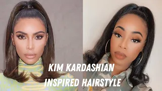 KIM KARDASHIAN INSPIRED HAIRSTYLE | 90s LOOK | HALF UP HALF DOWN | NATURAL HAIR