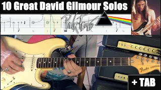 10 Great David Gilmour Solos (Pink Floyd) + TAB