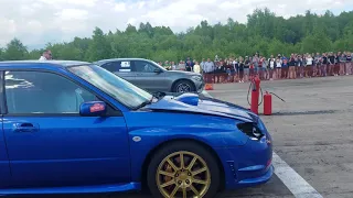 Drag racing Subaru Impreza WRX STI vs Mercedes-Benz GLC 43 AMG