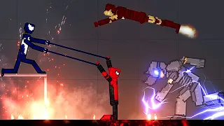 Spiderman and Ironman vs Venom and Rhino in People Playground