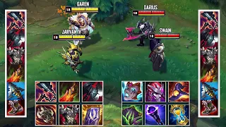 DARIUS & SWAIN vs GAREN & JARVAN IV FULL BUILD FIGHTS & Best Pentakills!