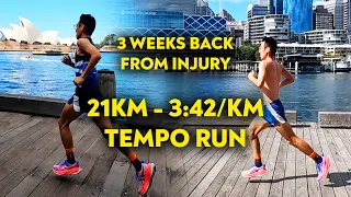 21km at 3:42/km Tempo Run around Sydney Australia