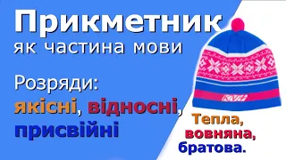 Прикметник — загальна характеристика. Розряди за значенням: якісні, відносні та присвійні.