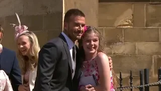 Manchester attack survivor receives hug from David Beckham at the royal wedding | ITV News