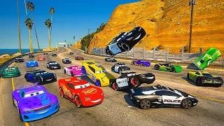 Street Race - Police Cars VS Pixar Cars 3 McQueen Jackson Storm Cruz Ramirez Brick Yardley & Friends