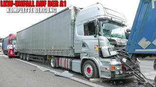 [SCHWERER LKW-UNFALL AM STAUENDE!] - 4 Lastwagen beteiligt ~ Komplette Bergung der zerstörten LKW -