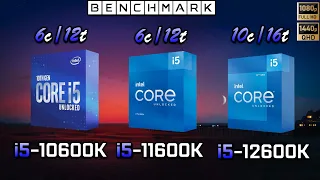 Intel i5 10600k vs i5 11600K vs i5 12600K // Benchmark // Test in 7 Games