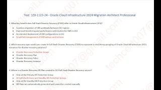 Oracle Cloud Infrastructure 2024 Migration Architect Professional (1Z0-1123-24) Dump