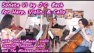 Sonata VI (JC Bach) for Harp, Violin, and Cello - FIRST REHEARSAL! - The Michigan Harpist