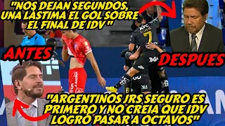 ASÍ MENOSPRECIABA PRENSA ARG A IDV ANTES Y DESPUES D PERDER 3X2 EN COPA LIBERTADORESIDV3-2ARGENTINOS