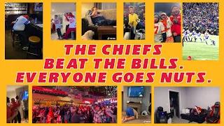 THE KANSAS CITY CHIEFS BEAT THE BUFFALO BILLS.  EVERYONE GOES NUTS. (Fan Reactions)