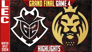 G2 vs MDK Highlights Game 4 | GRAND FINAL LEC Winter 2024 Playoffs | G2 Esports vs Mad Lions KOI G4