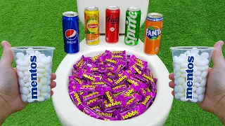 Chocolate VS Mentos, Coca Cola Zero, Fanta, Pepsi, Sprite, Lipton and Mentos in the toilet