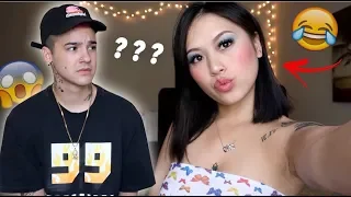 I Did My Makeup HORRIBLY To See How My Boyfriend Would React! *cute reaction*