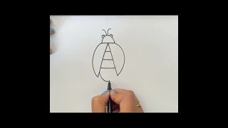 Ladybug Drawing with letter A | Very Easy ladybug Drawing #shorts #drawing