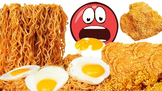 ASMR INDOMIE MIE GORENG & FRIED CHICKEN EATING with RED BALL 4 MUKBANG ANIMATION #Shorts