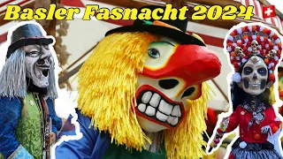 Basler Fasnacht 2024 🇨🇭🥁🎷🎺👺🎭 Cortege.  Day 1 #fasnacht #basel #cortege #baselfasnacht