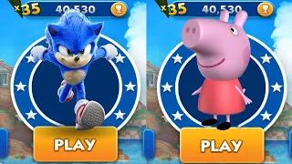Sonic Dash vs Peppa Pig Run - Movie Sonic vs All Bosses Zazz Eggman - All 61 Characters Unlocked