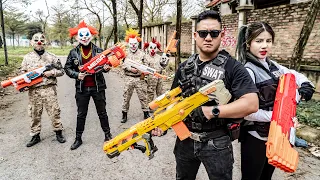 LTT Films : Silver Flash Nerf Guns Fight Mr Tiger Monster Bandit Evil Masks Abandoned House Area