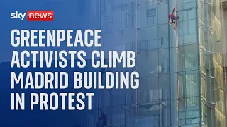 Greenpeace activists climb Reina Sofia Art Museum in protest