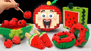 LEGO Food Adventures: Discovering Juicy Watermelon Dessert ASMR | Red Apple Mukbang Challenge