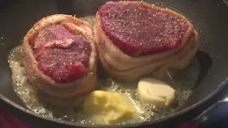 Pan-seared Bacon-wrapped Filet Mignon - Bruce Holley