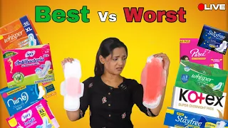 Live🔴Testing of Different Pads🤯| Kaunsa Pad best hai?😍Aur konsa Worst?🤬| #pads #sanitarynapkin